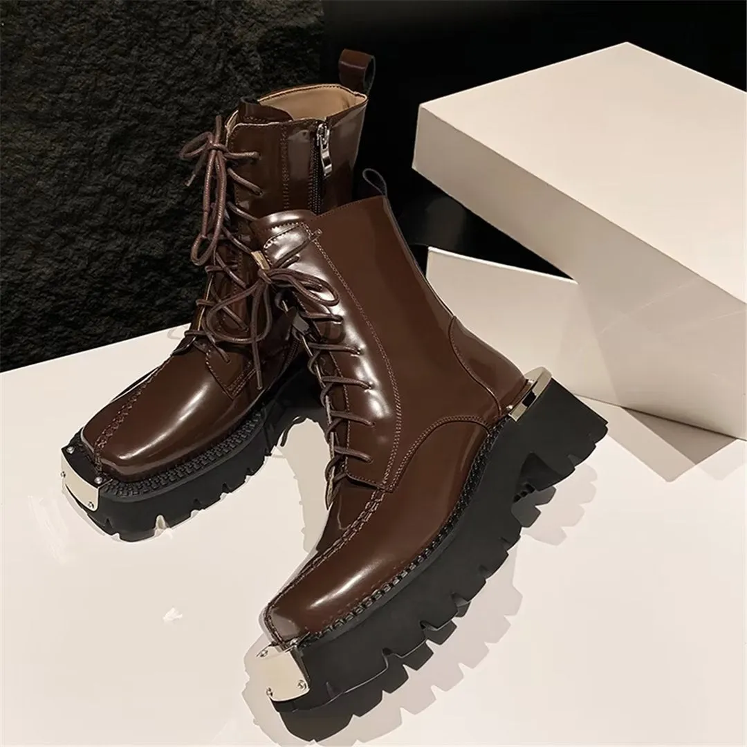 LeatherLux Chic Round Toe Winter Boots 1 2