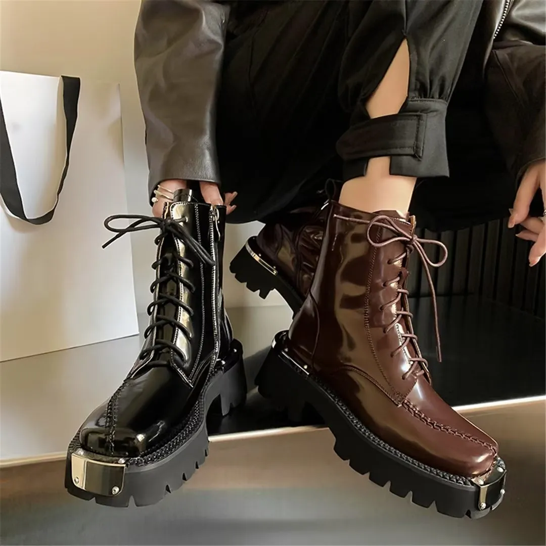 LeatherLux Chic Round Toe Winter Boots 1 2