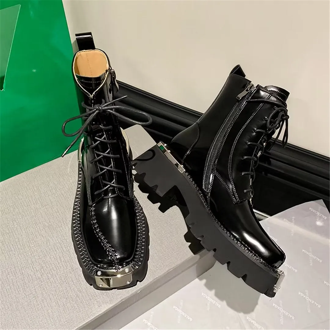 LeatherLux Chic Round Toe Winter Boots 1 2