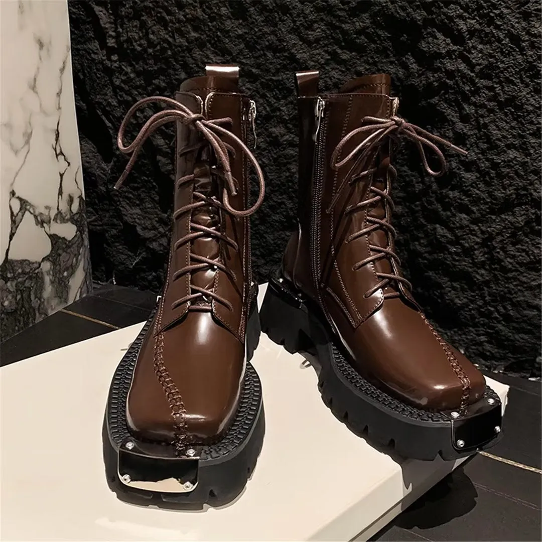 LeatherLux Chic Round Toe Winter Boots 1 2