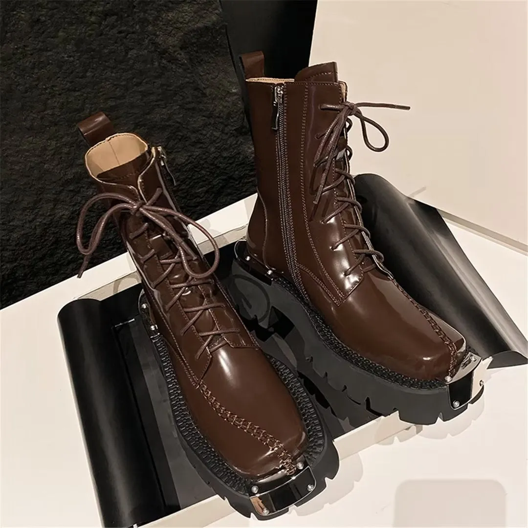 LeatherLux Chic Round Toe Winter Boots 1 2