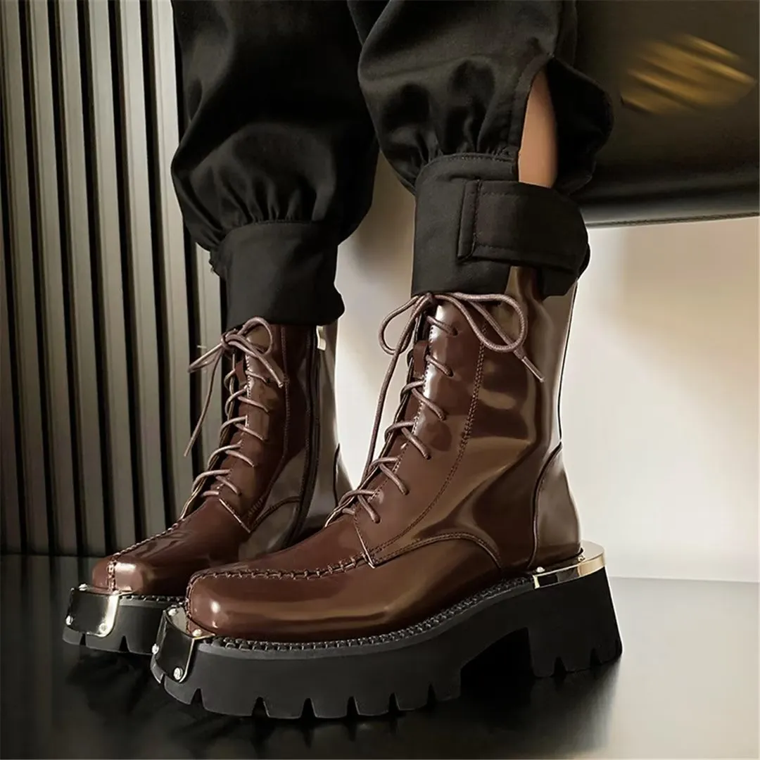LeatherLux Chic Round Toe Winter Boots 1 2