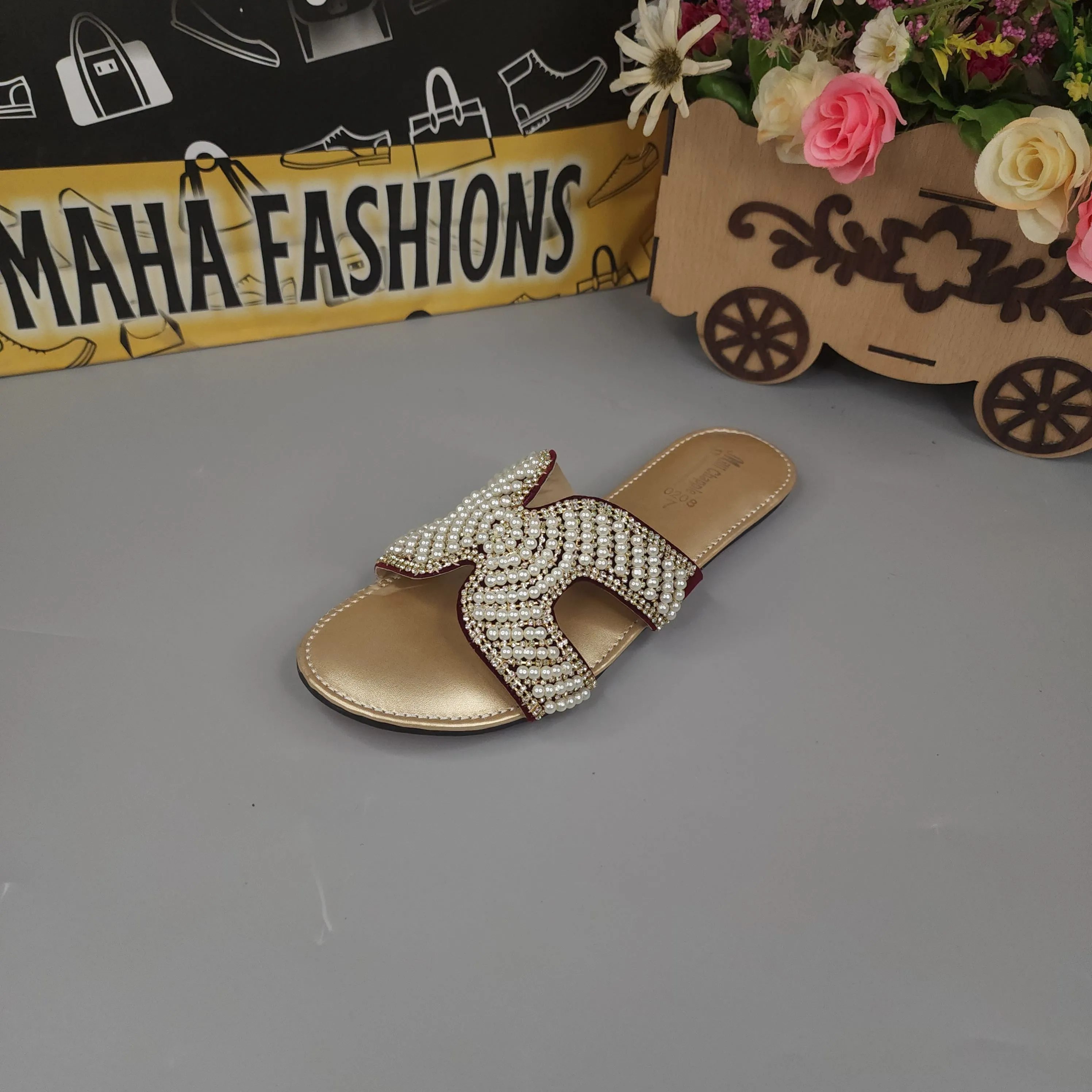 Maroon Pearl Slippers