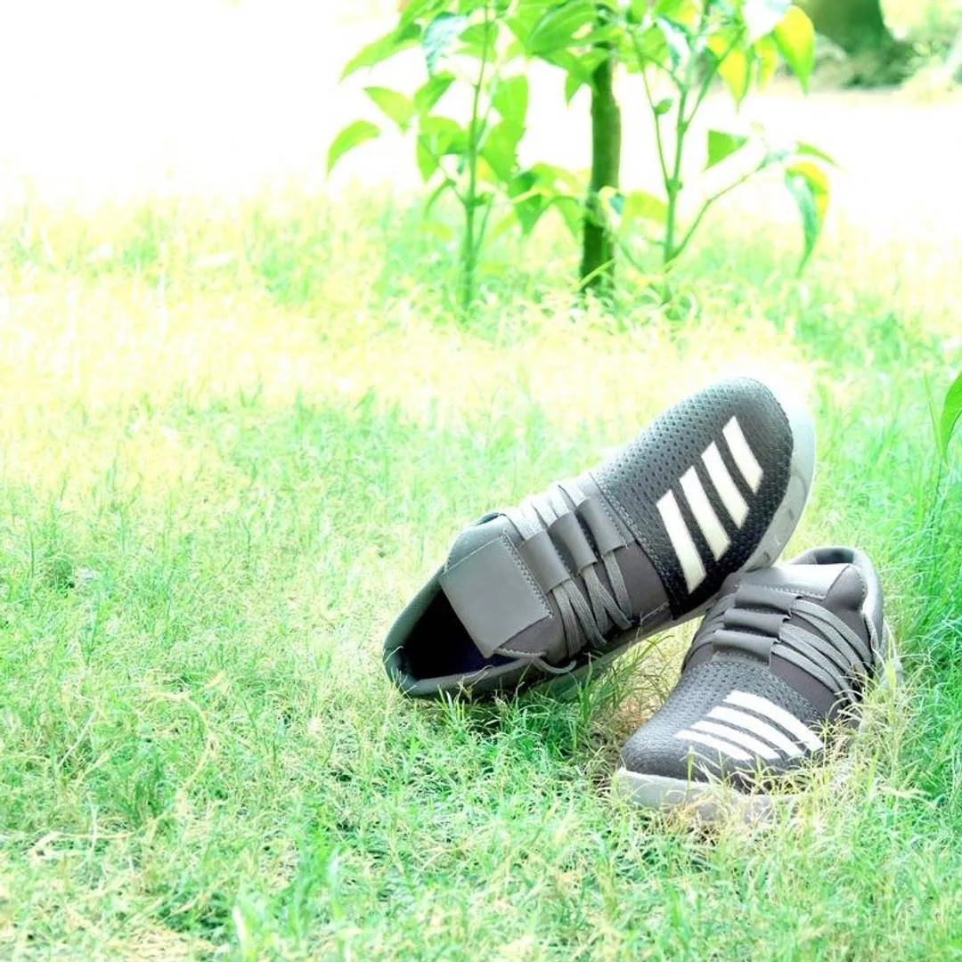 Men's Grey Synthetic Sport Sneakers