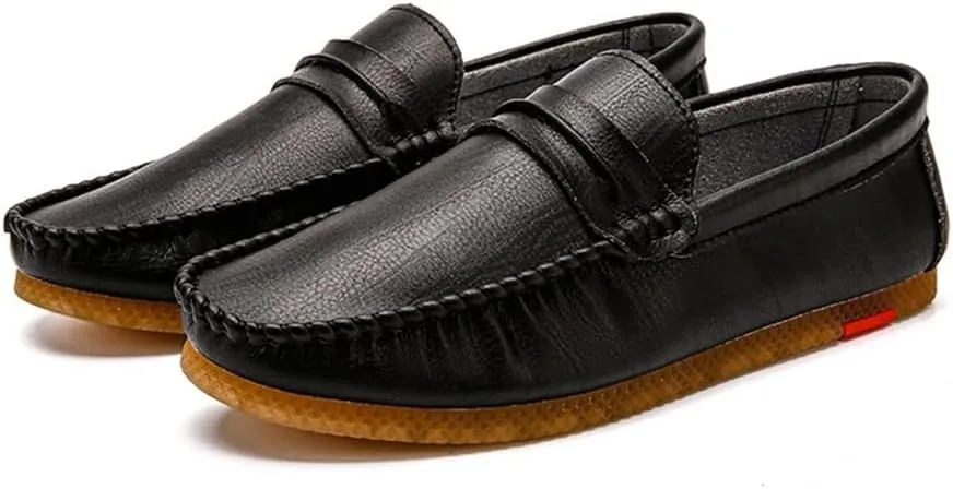 Men's Loafers Shoes Penny Loafer Vegan Leather Stitching Details Round Toe Rubber Sole Anti-Slip Slip Resistant Flat Heel Wedding Slip-on