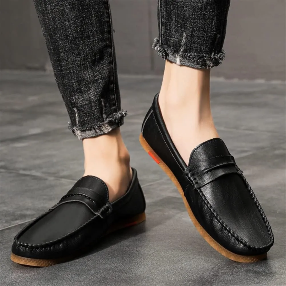 Men's Loafers Shoes Penny Loafer Vegan Leather Stitching Details Round Toe Rubber Sole Anti-Slip Slip Resistant Flat Heel Wedding Slip-on