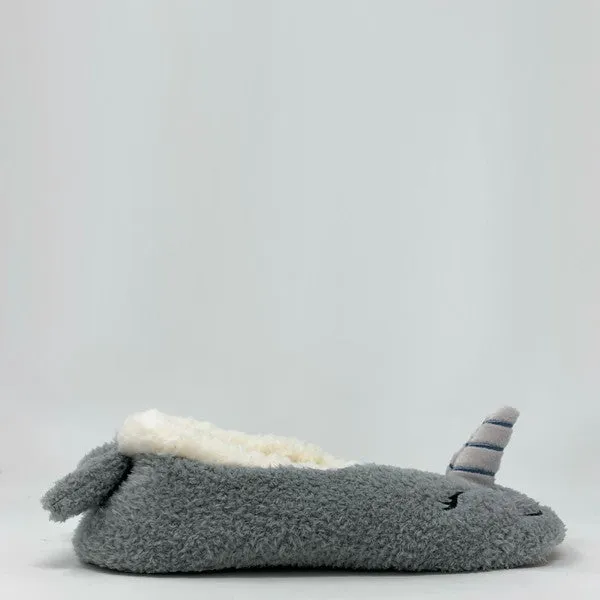 Narwhal Cozy Animal House Home Women Sherpa Non-Skid Socks Slippers