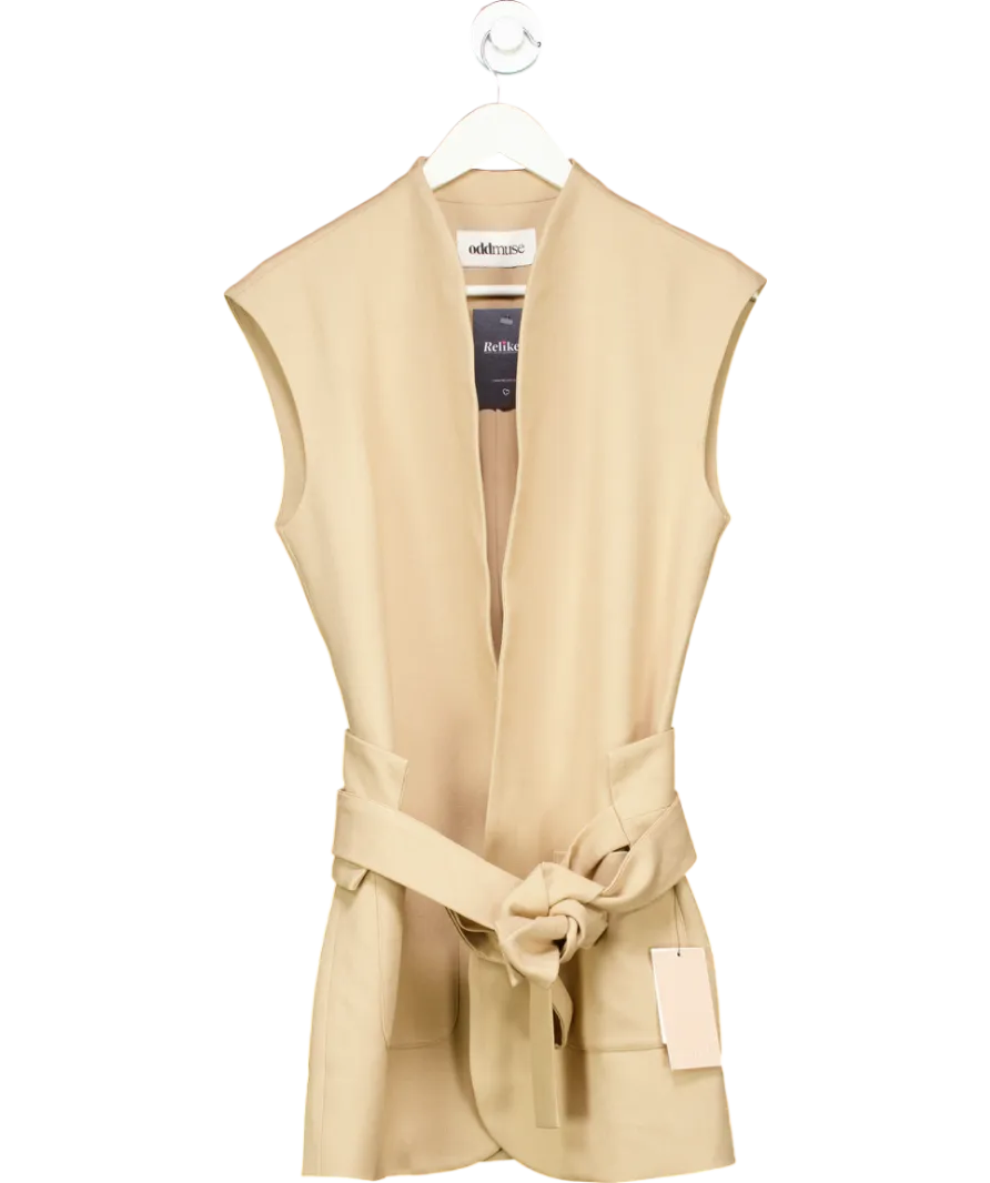 OddMuse Beige The Ultimate Muse Sleeveless Dress With Additional Belts UK XS