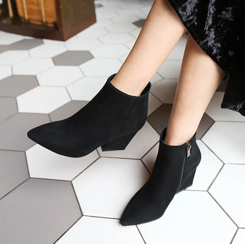 Pointed Toe Add Plush Ankle Boots