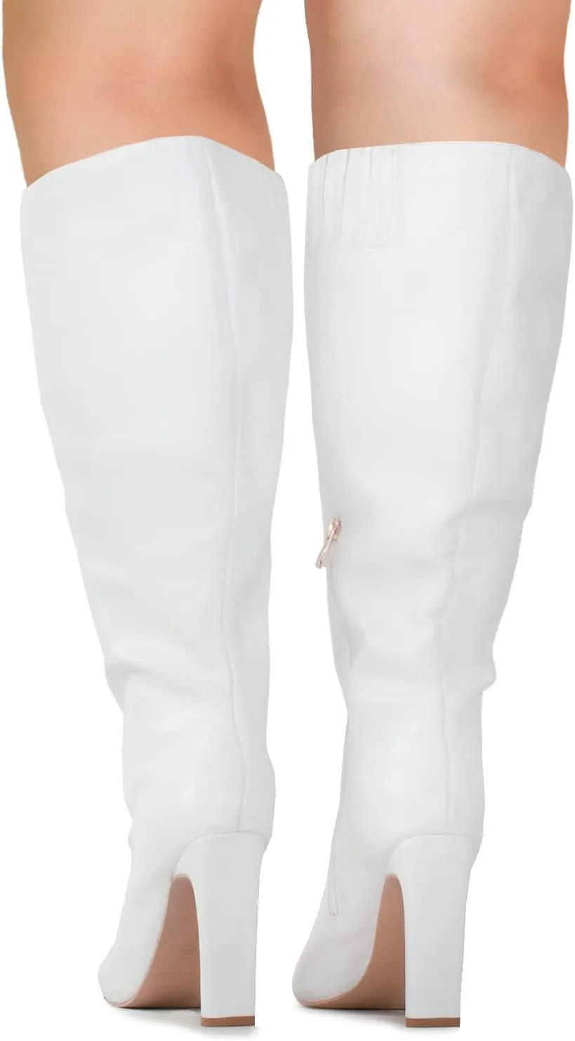 RF ROOM OF FASHION Women's Plus Size Square Toe Knee High Dress Boots (Wide Calf Wide Width)