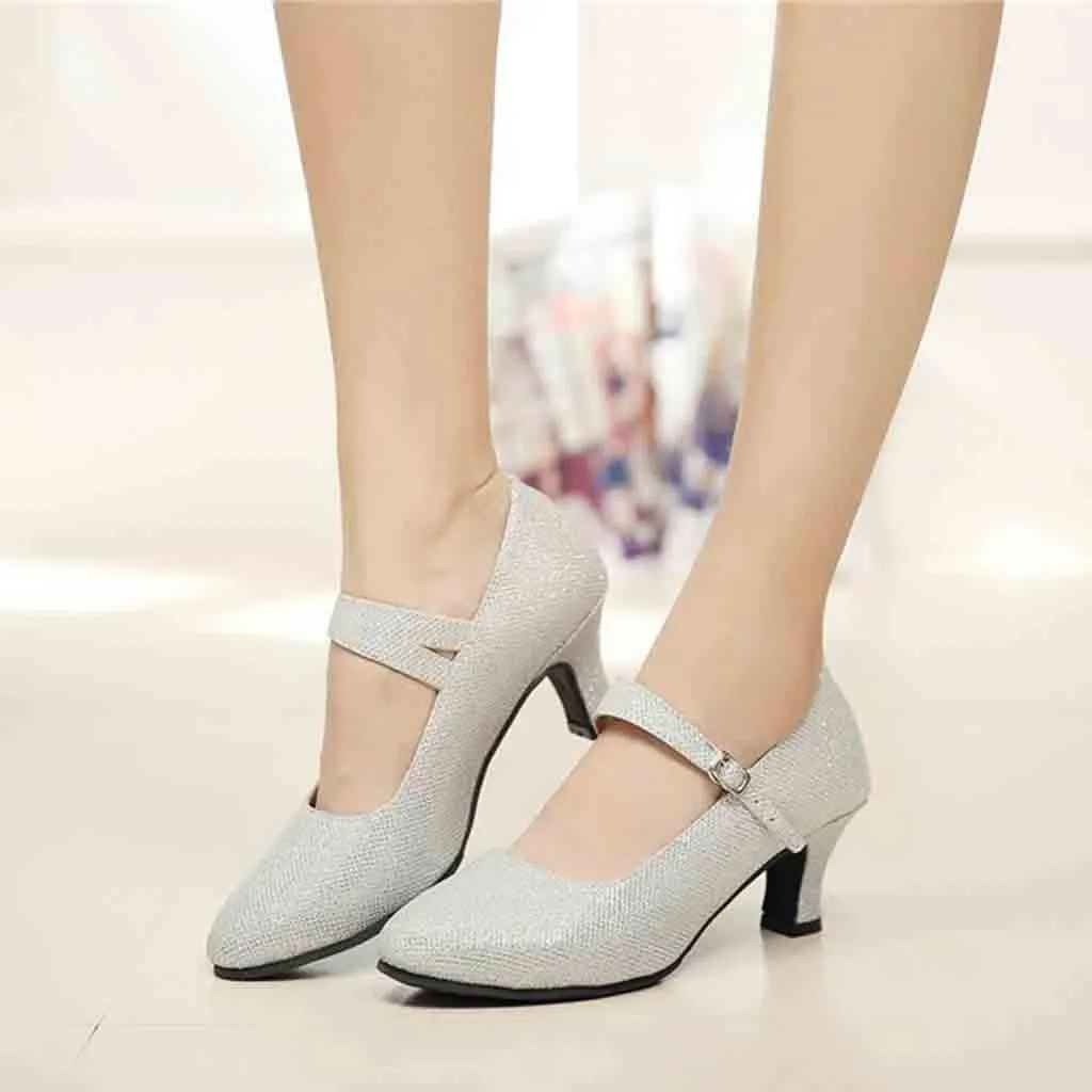 Sandals Women Latin Dance Shoes Heeled Ballroom Tango Party Heels Performance Practice Dance Shoes Latin Dance Sandals