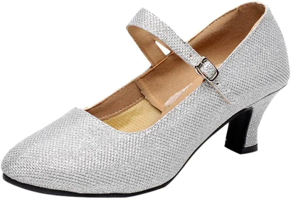 Sandals Women Latin Dance Shoes Heeled Ballroom Tango Party Heels Performance Practice Dance Shoes Latin Dance Sandals