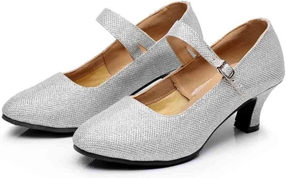 Sandals Women Latin Dance Shoes Heeled Ballroom Tango Party Heels Performance Practice Dance Shoes Latin Dance Sandals