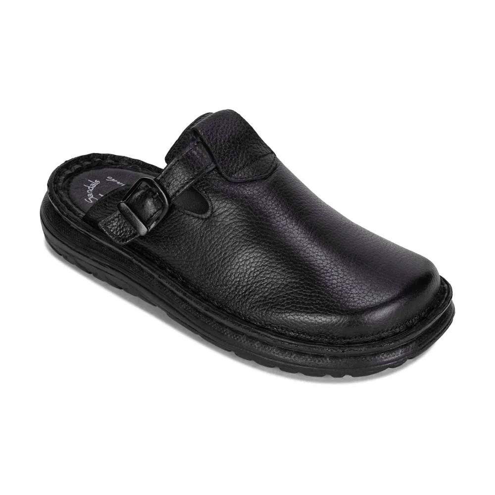 Sawyer - Leather Clog-Toe Sandal | Black