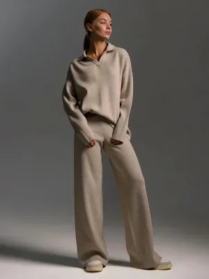 Serelina Relaxed Fit Knit Co-Ord Set  Wide Leg Jumper Lounge Set for Women