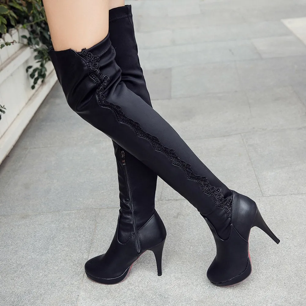 sexy lace over-the-knee Boots high Heels party