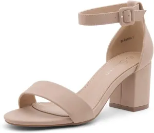 Shoe Land SL-Romina Womens Chunky Low Heels Open Toe Ankle Strap Block Heeled Sandals Prom Wedding Party Dress Shoes