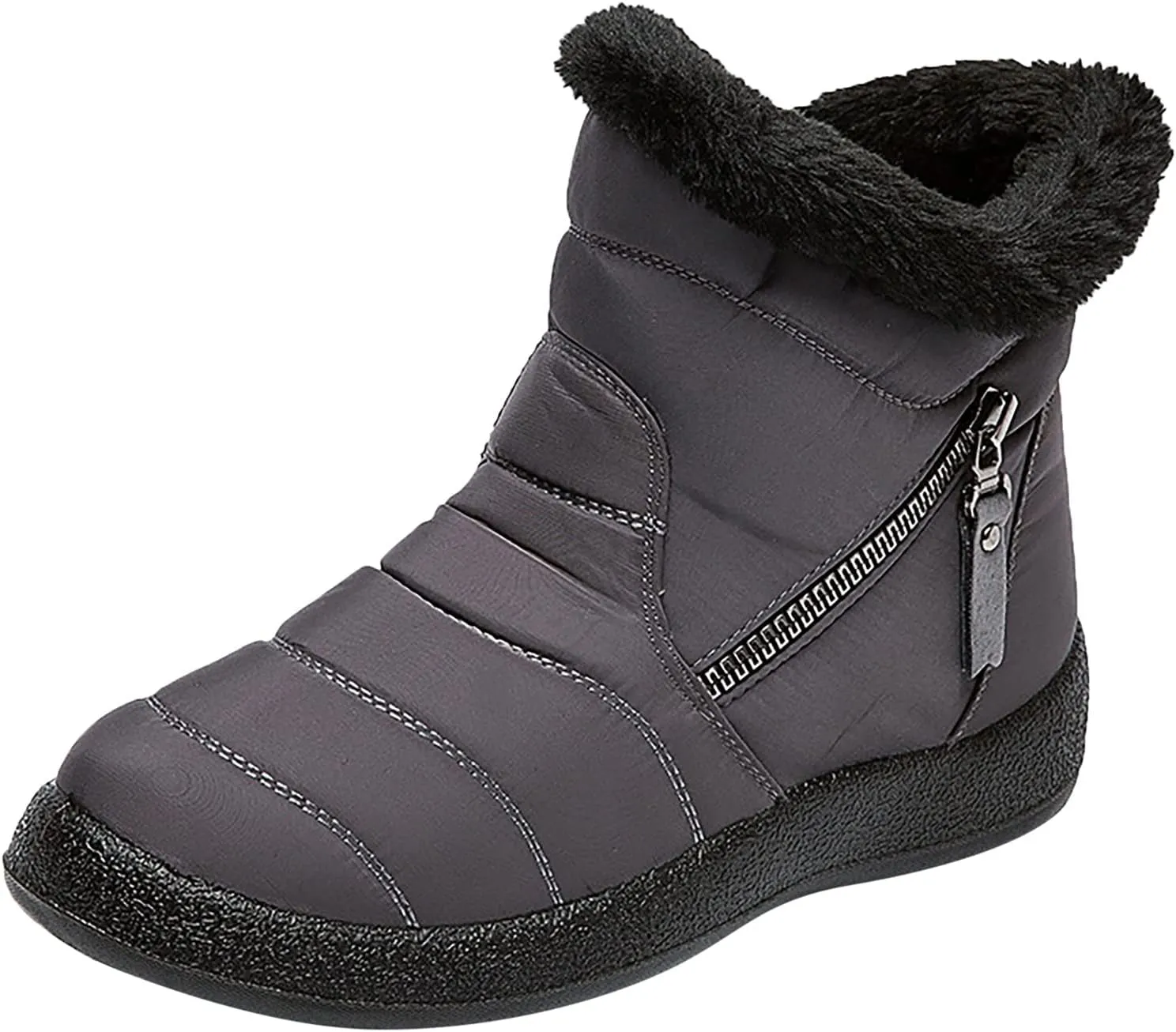 Snow Boots for Women Waterproof Winter Boots Anti-slip Fur Lined Booties Lightweight Slip on Ankle Boots Thickening Winter Shoes Walking Hiking Booties