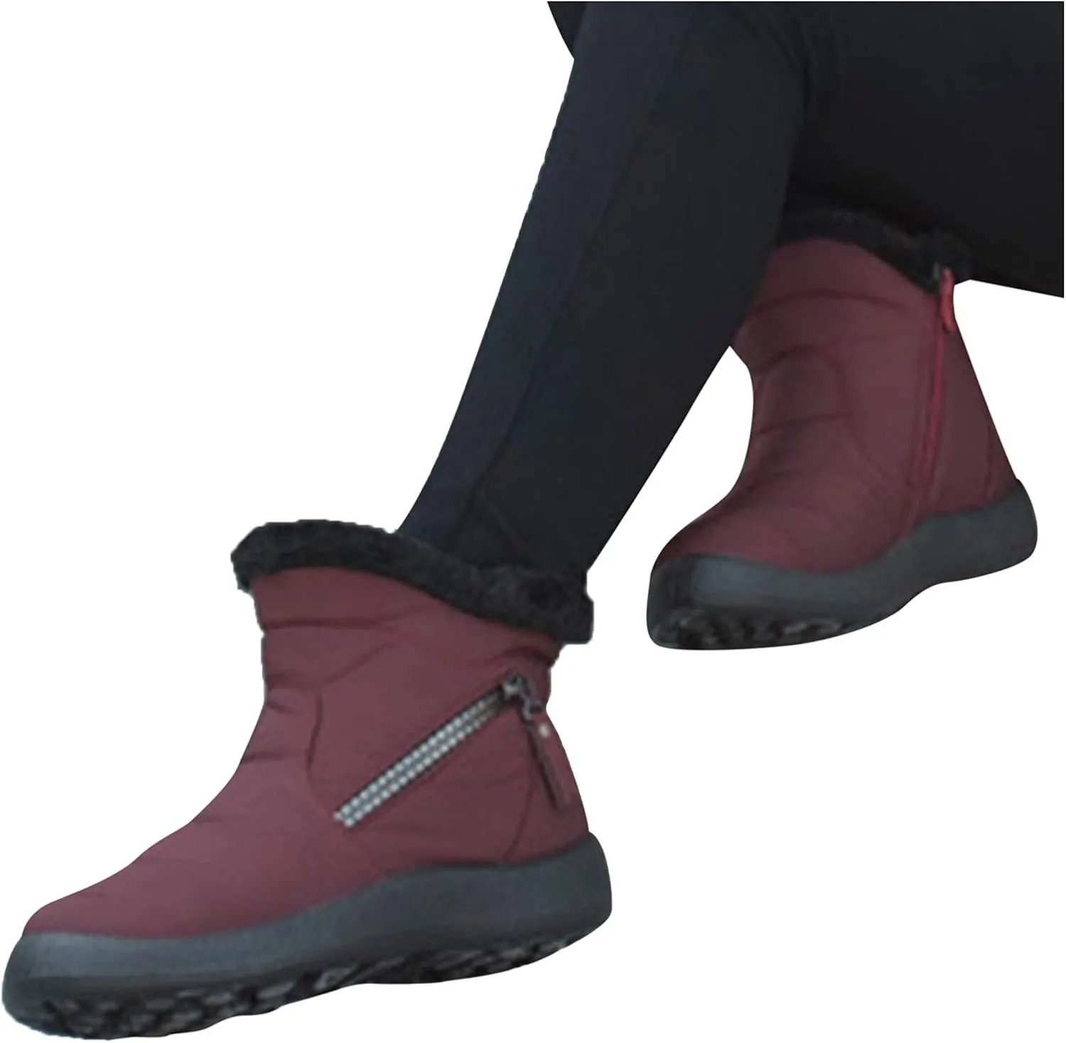 Snow Boots for Women Waterproof Winter Boots Anti-slip Fur Lined Booties Lightweight Slip on Ankle Boots Thickening Winter Shoes Walking Hiking Booties