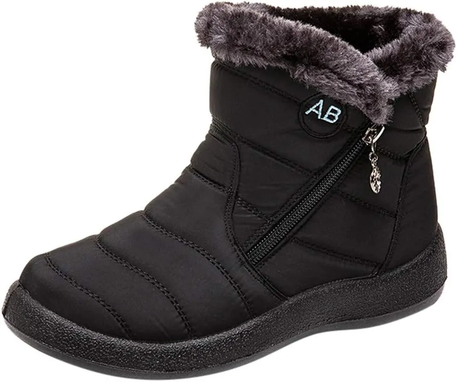 Snow Boots for Women Waterproof Winter Boots Non Slip Warm Fur Booties Cold Weather Lace Up Ankle Boots Thickening Winter Shoes Walking Hiking Booties