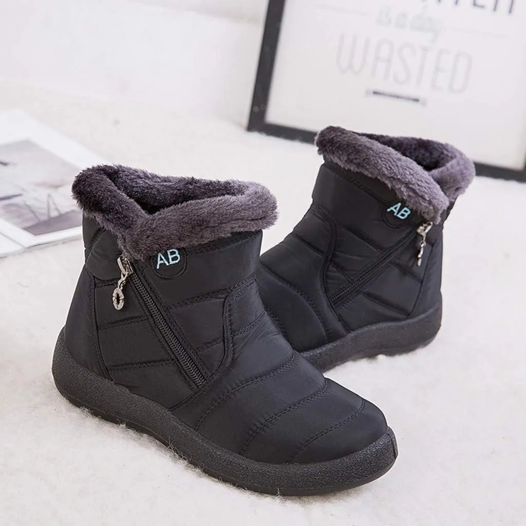 Snow Boots for Women Waterproof Winter Boots Non Slip Warm Fur Booties Cold Weather Lace Up Ankle Boots Thickening Winter Shoes Walking Hiking Booties