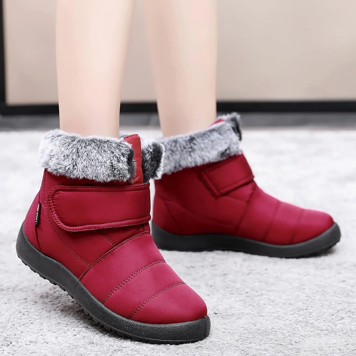 Snow Boots for Women Waterproof Winter Boots Non Slip Warm Fur Booties Winter Warm Outdoor Ankle Boots Comfortable Winter Shoes Trekking Shoes