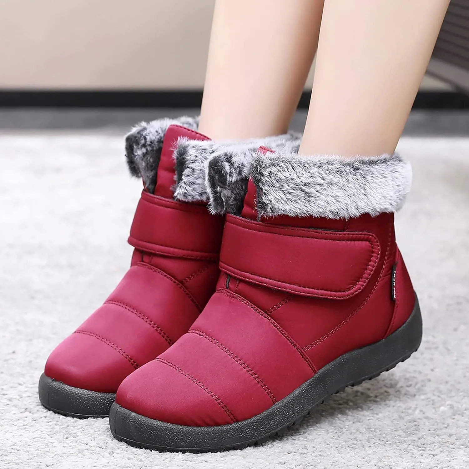 Snow Boots for Women Waterproof Winter Boots Non Slip Warm Fur Booties Winter Warm Outdoor Ankle Boots Comfortable Winter Shoes Trekking Shoes