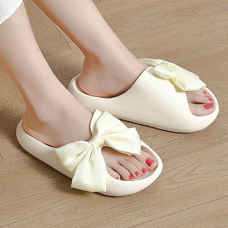 Soft Bottom Slipper Slides with a Bow for Women