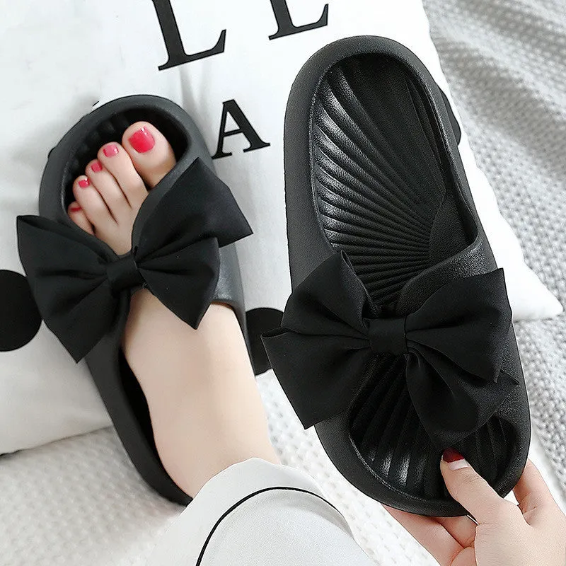 Soft Bottom Slipper Slides with a Bow for Women