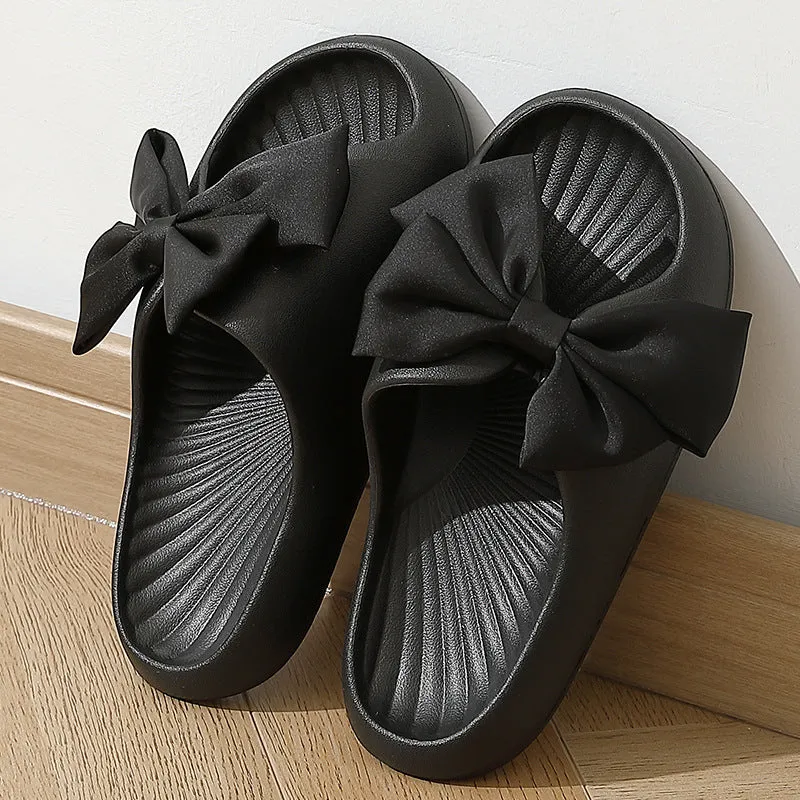Soft Bottom Slipper Slides with a Bow for Women