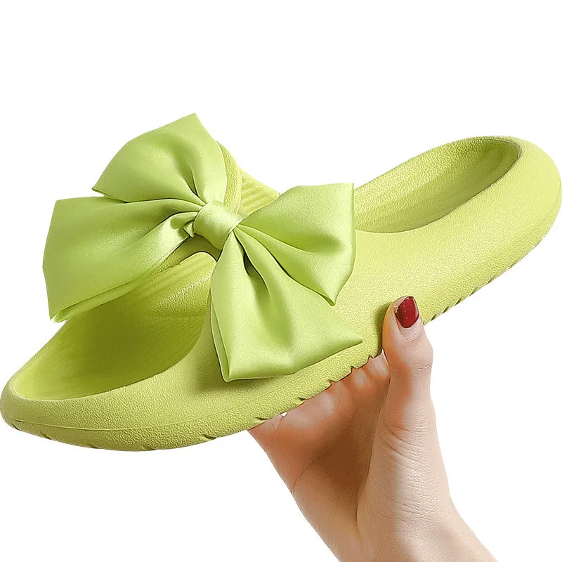 Soft Bottom Slipper Slides with a Bow for Women