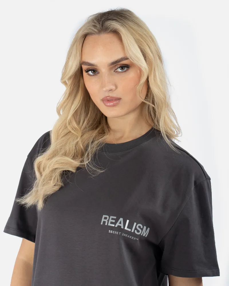 SSS REALISM BACK LOGO REFLECTIVE MOON ASH TEE