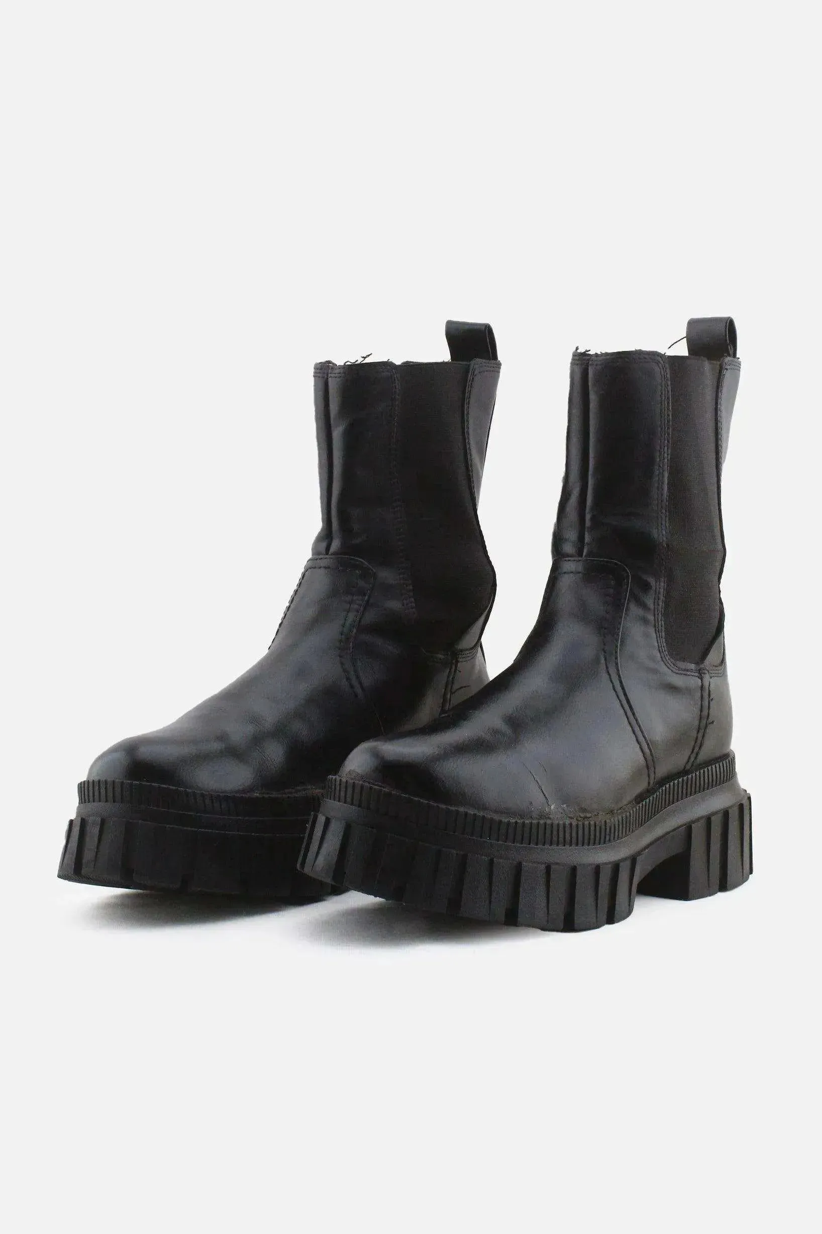 Stradivarius Stretchable Combat Ankle Boots | 100% Authentic Leather