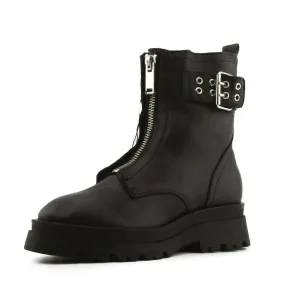 Stradivarius Zipper Buckle Straps Ankle Boots | 100% Auhentic Leather