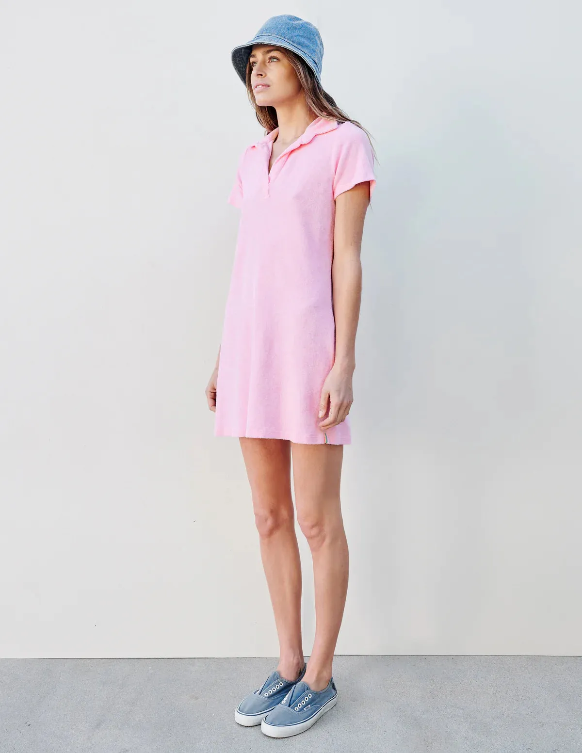 Sundry MINI SHORT SLEEVE POLO DRESS IN BLOSSOM