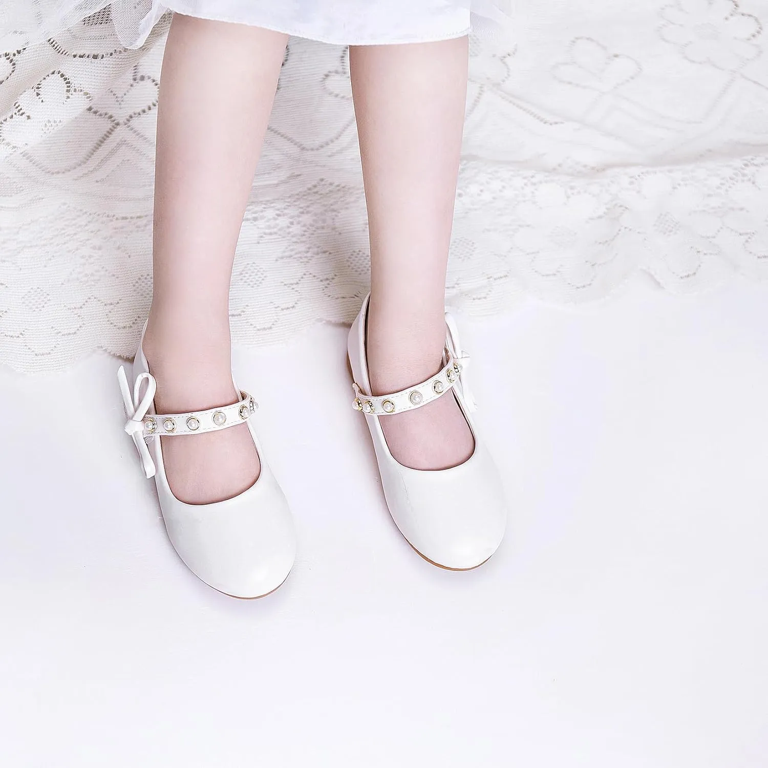 Toddler/Little Kid Girls Mary Jane Ballerina Flats Girl Dress Shoes for Wedding Party Ballet Flat Shoes
