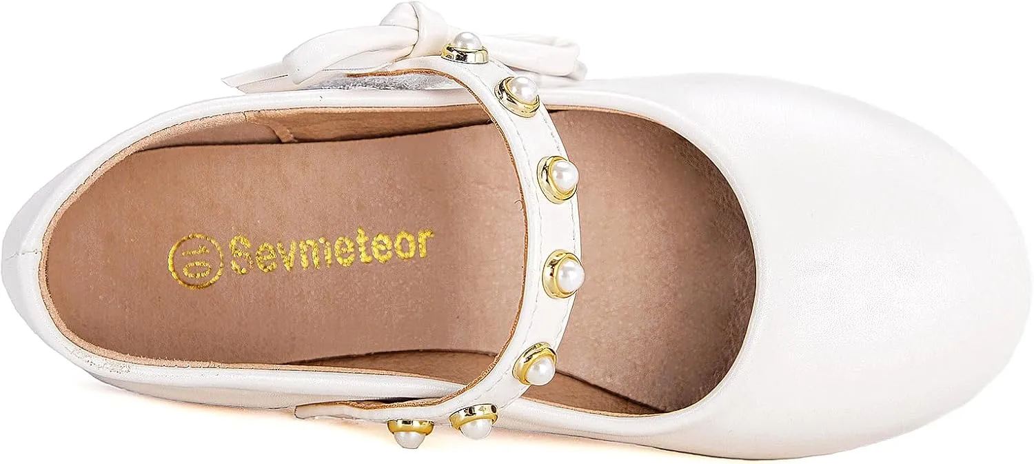 Toddler/Little Kid Girls Mary Jane Ballerina Flats Girl Dress Shoes for Wedding Party Ballet Flat Shoes