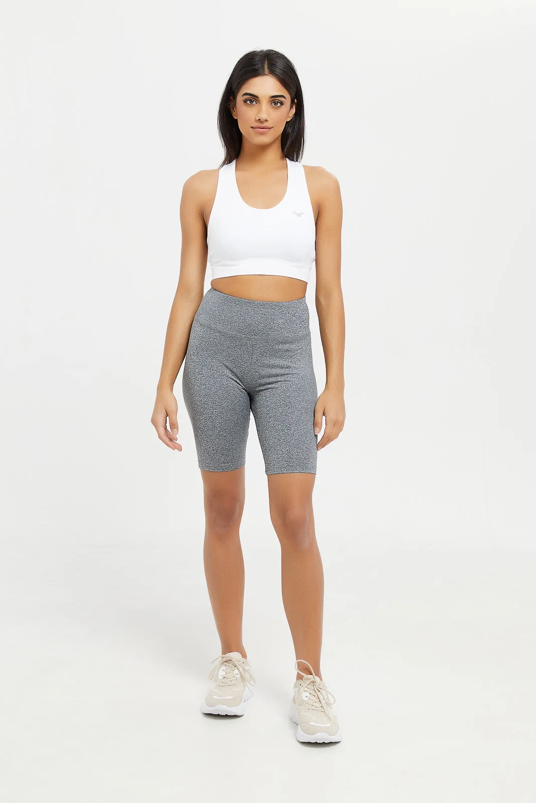 Women Grey Biker Short