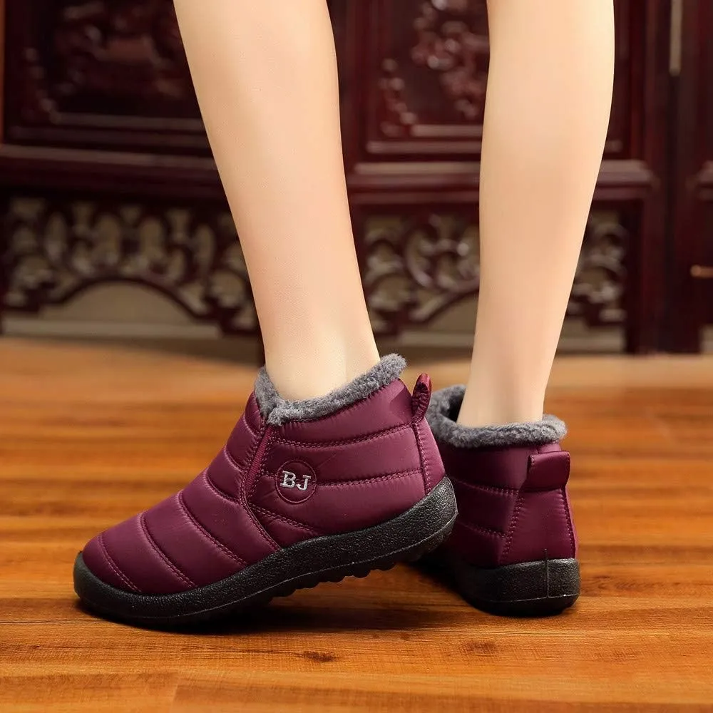 Women Snow Boots Waterproof Winter Boots Non Slip Fully Fur Booties Lightweight Slip on Ankle Boots Thickening Winter Shoes Walking Hiking Booties