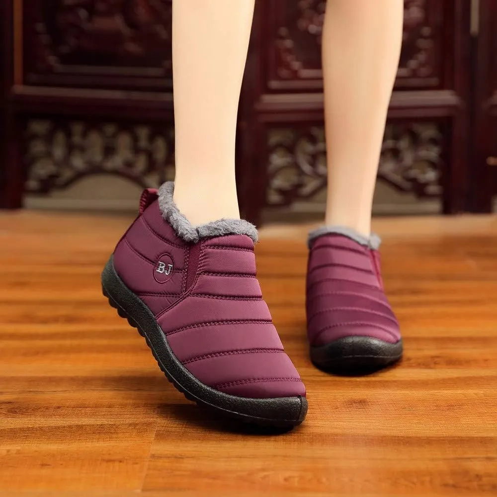 Women Snow Boots Waterproof Winter Boots Non Slip Fully Fur Booties Lightweight Slip on Ankle Boots Thickening Winter Shoes Walking Hiking Booties
