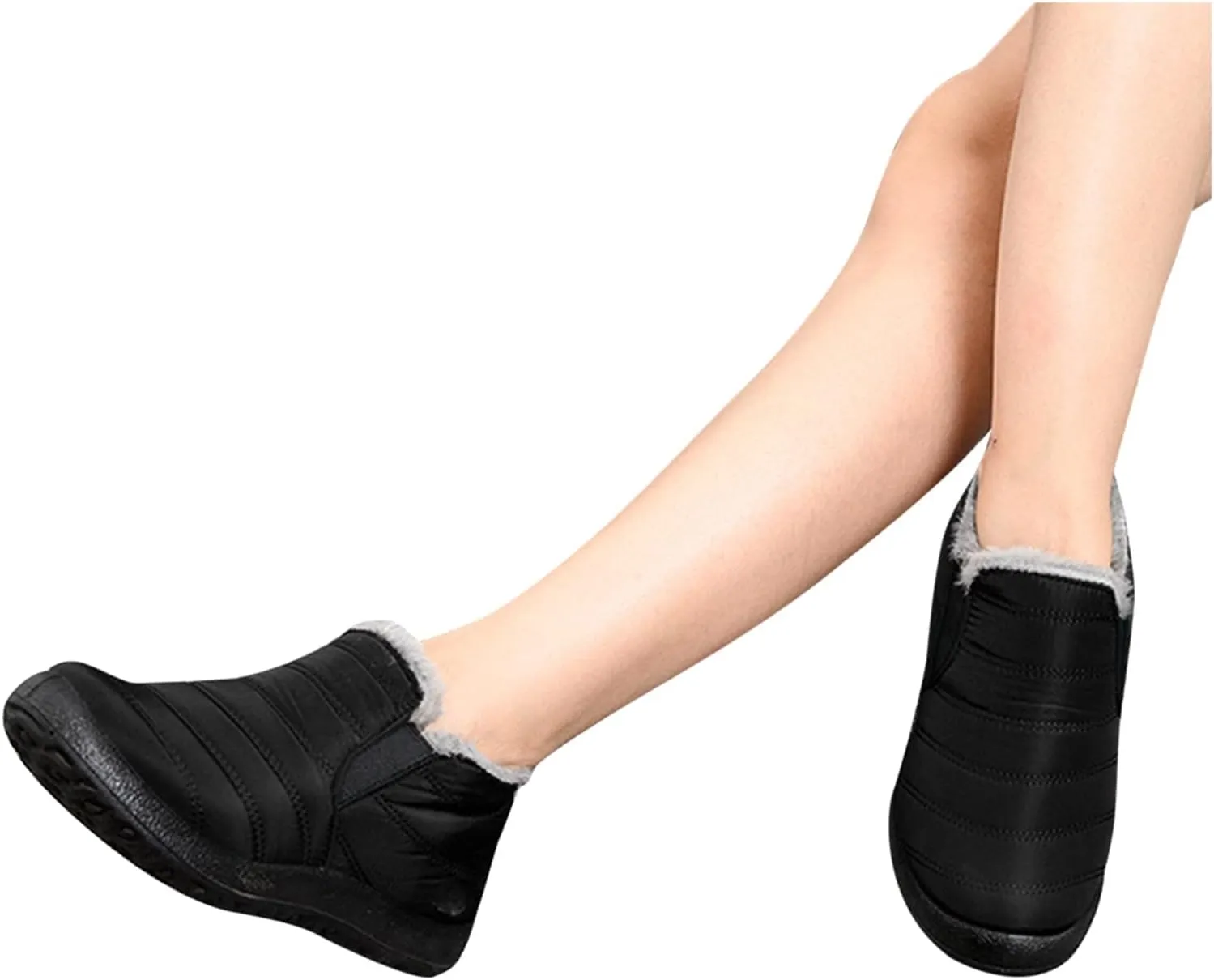 Women Snow Boots Waterproof Winter Boots Non Slip Fully Fur Booties Lightweight Slip on Ankle Boots Thickening Winter Shoes Walking Hiking Booties