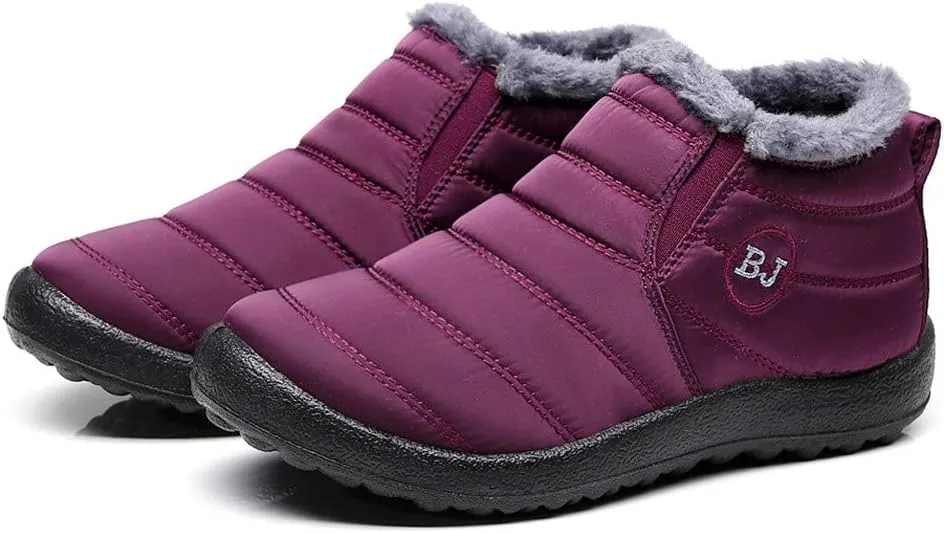 Women Snow Boots Waterproof Winter Boots Non Slip Fully Fur Booties Lightweight Slip on Ankle Boots Thickening Winter Shoes Walking Hiking Booties