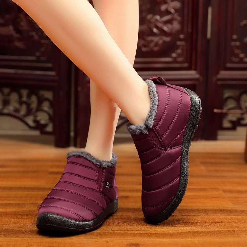 Women Snow Boots Waterproof Winter Boots Non Slip Fully Fur Booties Lightweight Slip on Ankle Boots Thickening Winter Shoes Walking Hiking Booties