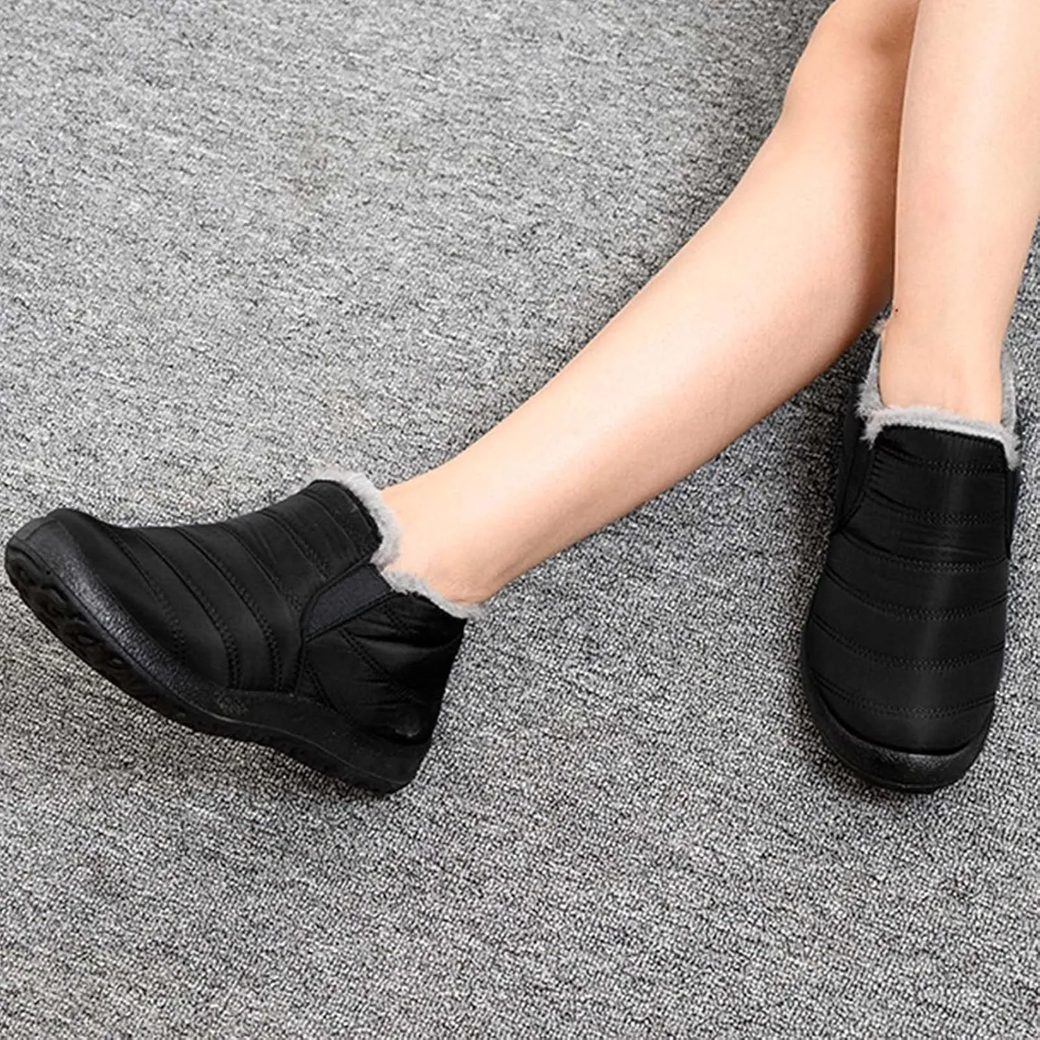 Women Snow Boots Waterproof Winter Boots Non Slip Fully Fur Booties Lightweight Slip on Ankle Boots Thickening Winter Shoes Walking Hiking Booties
