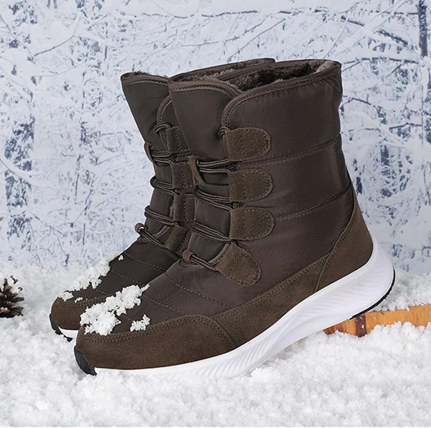 Women Snow Boots Waterproof Winter Boots Non Slip Fully Fur Booties Winter Warm Outdoor Ankle Boots Thickening Winter Shoes Walking Hiking Booties