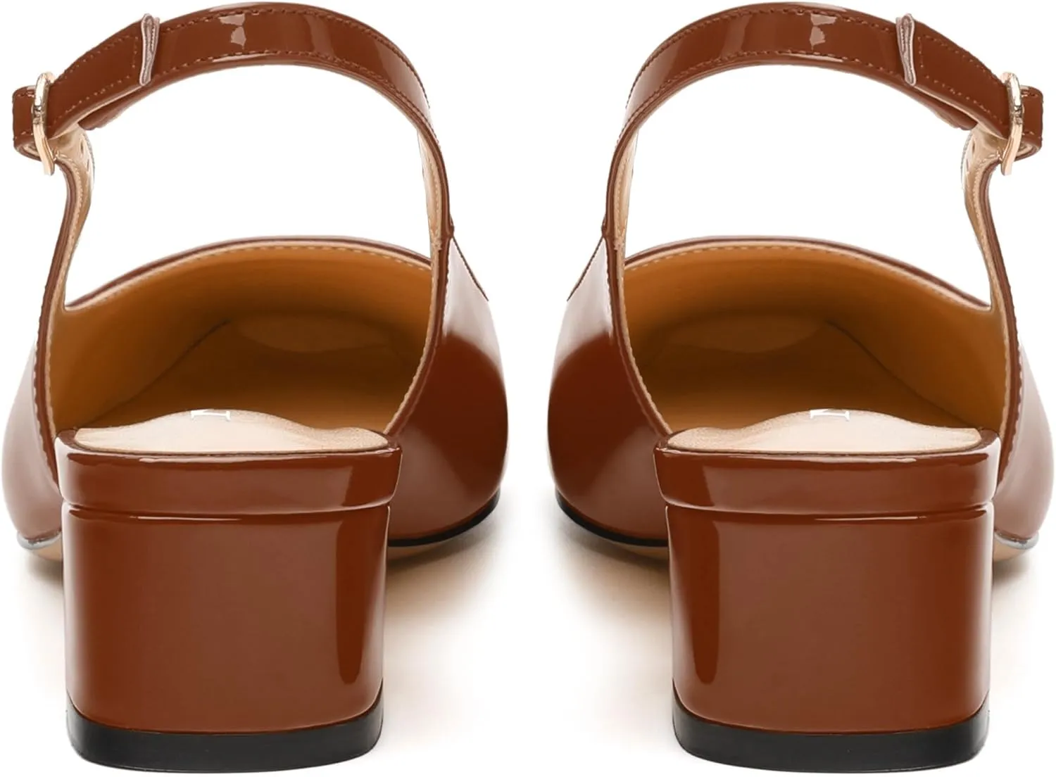 Women's Slingback Pumps, Low Chunky Heels Square Toe Pumps for Women, Block Heels Dress Shoes Closed Toe Comfortable Wedding Work Pump Sandals