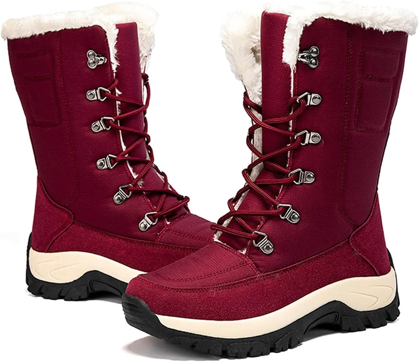 Women's Snow Boots Waterproof Anti-slip Winter Boots Classic Fuzzy Fur Booties Casual Slip on Ankle Boots Comfortable Winter Shoes Trekking Shoes