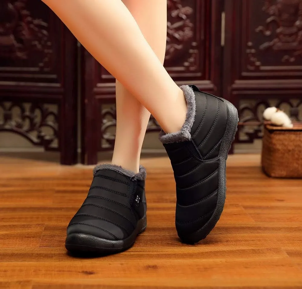 Women's Snow Boots Waterproof Winter Boots Non-slip Fuzzy Fur Booties Casual Slip on Ankle Boots Thickening Winter Shoes Walking Hiking Booties