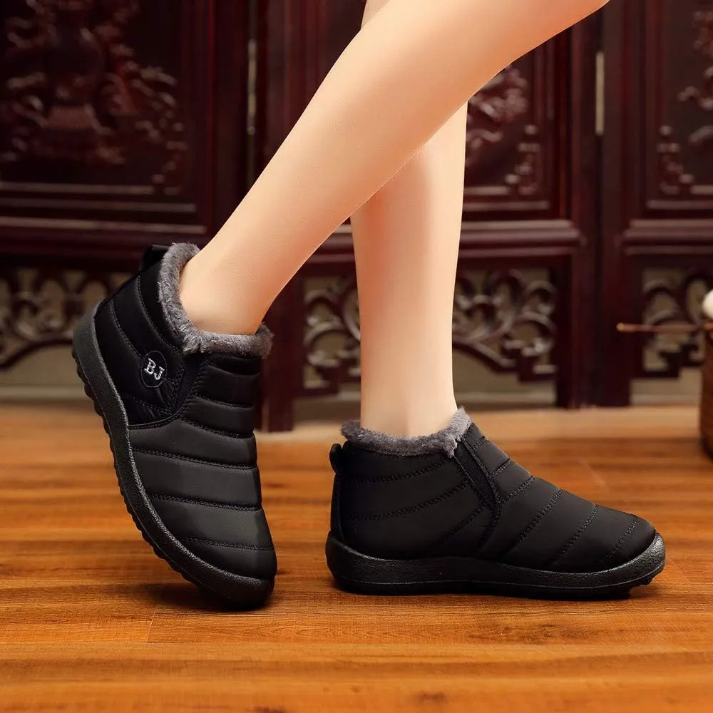 Women's Snow Boots Waterproof Winter Boots Non-slip Fuzzy Fur Booties Casual Slip on Ankle Boots Thickening Winter Shoes Walking Hiking Booties