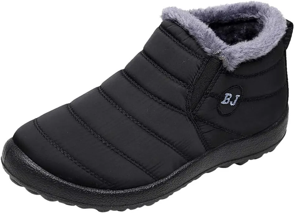 Women's Snow Boots Waterproof Winter Boots Non-slip Fuzzy Fur Booties Casual Slip on Ankle Boots Thickening Winter Shoes Walking Hiking Booties